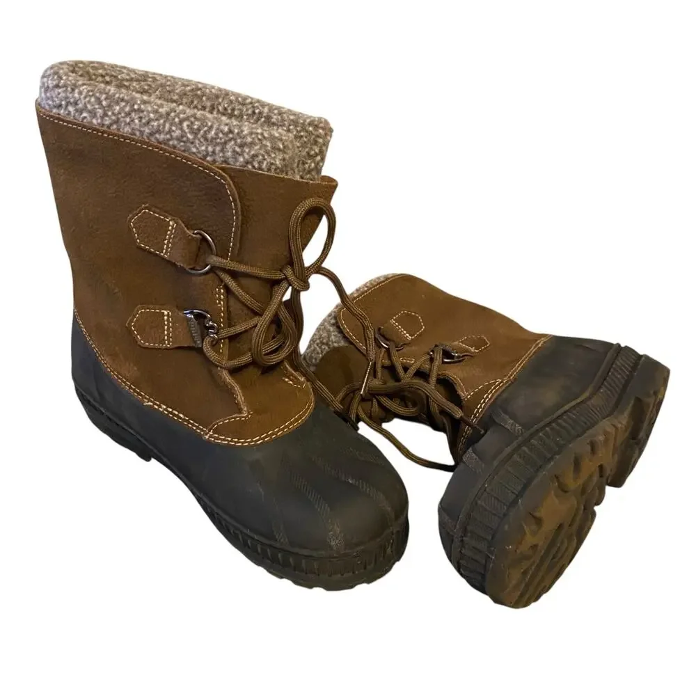 Sorel Badger 37 EU (5 Youth/ 6 Women) Winter Snow Boots Brown Leather and Rubber